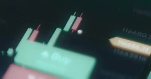 Viewing BTC price movements on candlestick price chart Stock Footage 314879817