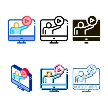 Viewing in computer mode icon vector simplified outline Stockillustratie