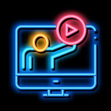 Viewing in computer mode neon glow icon illustration Stockillustratie