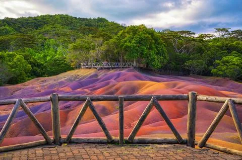 Viewing Deck at Chamarel Seven Colored Earth Geopark, Mauritius, Africa Fotos de archivo