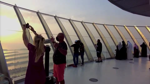 Viewing deck in Palm Jumeirah (Crowd of People). Stock Footage 280336952