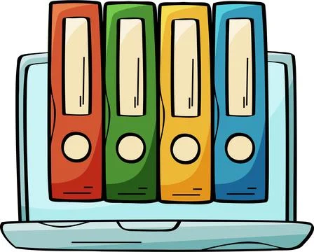 Viewing an Online Library or E-Learning Platform on a Laptop Illustration Stock Illustration