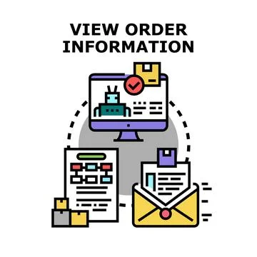 Viewing order information and tracking parcel delivery Illustrazione stock