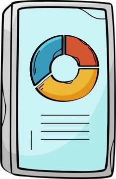 Viewing a Pie Chart Report on a Smartphone Illustration Stock Illustration