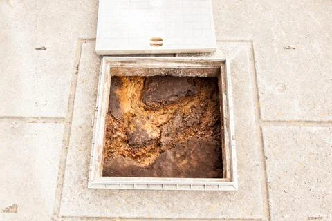 Viewing pit for the drain Stock Photos