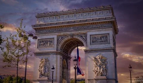 Viewing platform on Arc de Triomphe building in Paris Fotos de archivo