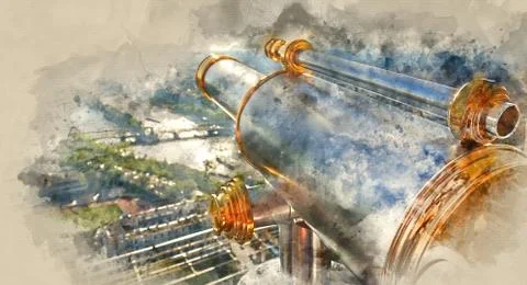 Viewing platform on Eiffel Tower - wonderful view over River Seine and the ci Illustrazione stock