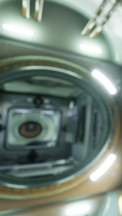 Viewing platform offers a look inside a scientific lab in space station Stock Footage 336575891