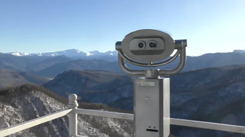 Viewing platform with scenery mountains view. Stock Footage 144521705