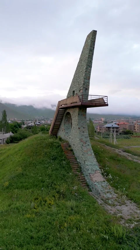 Viewing platform at Sevan Lake, Armenia. Taken with a drone.  Yerevan, Arme.. Stock Footage 278715439
