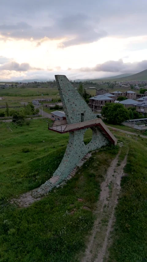 Viewing platform at Sevan Lake, Armenia. Taken with a drone.  Yerevan, Arme.. Stock Footage 278715488