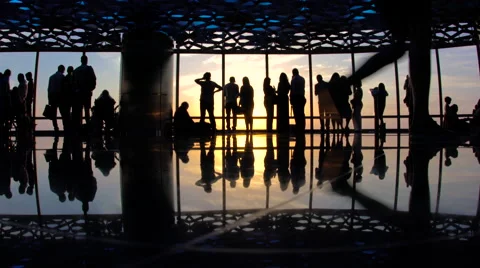 Viewing platform at sunset, Burj Al Khalifa, Dubai Stock Footage 62780520