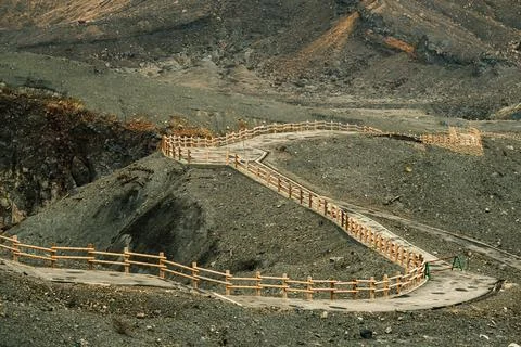 Viewing point on Aso active volcano Stock-Fotos
