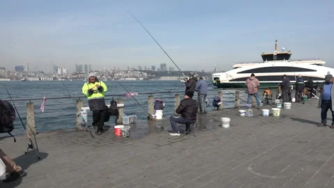 Viewing seafront of Uskudar one winter day Stock Footage 312752405