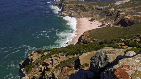 Viewpoint above the beach at Cape Peninsula Stock Footage 309650114