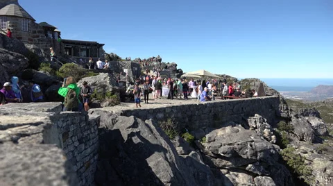 Viewpoint and cafe at the top of Table Mountain Stock Footage 39298465