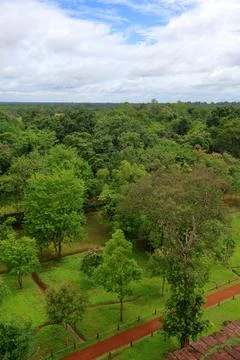 Viewpoint Looking Over Jungle Canopy from Koh Ker Pyramid, Cambodia Stock Photos