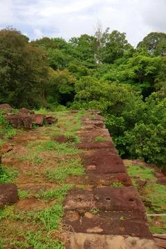 Viewpoint Looking Over Jungle Canopy from Koh Ker Pyramid, Cambodia Stock Photos