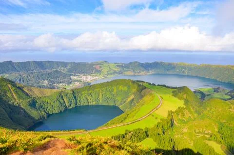 Viewpoint Miradouro da Boca do Inferno in Sao Miguel Island, Azores, Portugal Stock Photos
