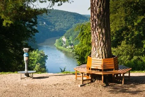 Viewpoint ot the river Donau Stock Photos