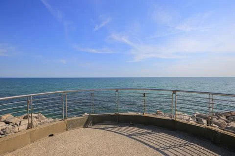 Viewpoint overlooking the sea in the Grado Foto stock
