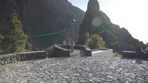 Viewpoint Paved Streets Of Masca Village Tenerife Spain Stock Footage 104544673