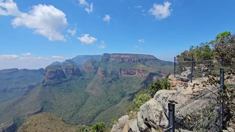 Viewpoint Platform over the Canyon, Three Rondavels, South Africa 4K Stock Footage 347907584