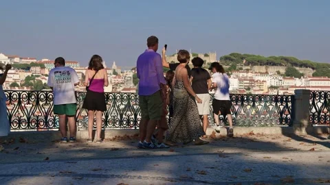 Viewpoint of Saint Peter of Alcantara Lisbon Stock Footage 326343081