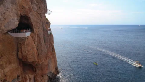 Viewpoint of the sea inside a cave Stock Footage 170050868