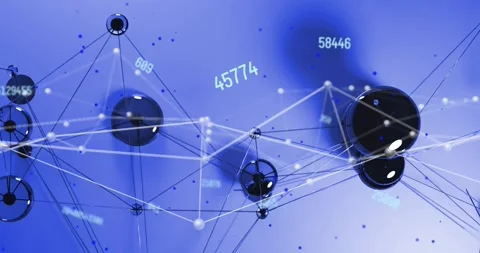Viewpoint shifting, glossy node network rotating, stacked group moving forward, Stock Footage 329869582