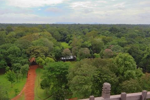 Viewpoint from the Top Tier of Koh Ker Pyramid Temple, Cambodia Stock Photos
