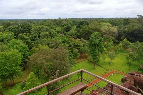 Viewpoint from the Top Tier of Koh Ker Pyramid Temple, Cambodia Stock Photos