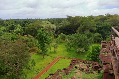 Viewpoint from the Top Tier of Koh Ker Pyramid Temple, Cambodia Stock Photos