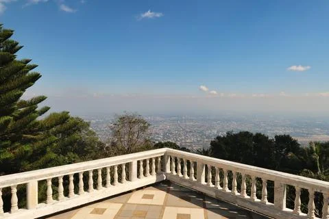 Viewpoint, viewing, observation platform, deck at the Wat Phra That Doi Suthe Stock Photos