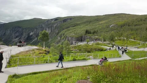 Viewpoint at Voringfossen waterfall, Norway Stock Footage 278791554