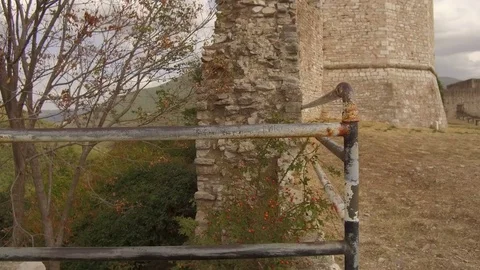 Viewpoint of a walk to an old railing, Assisi Video stock 82125260