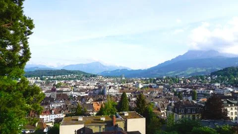 Viewpoints from historical castle in Lucerne Stock Photos