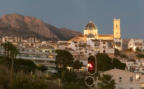 Views of Altea dusk in winter. Stock Photos