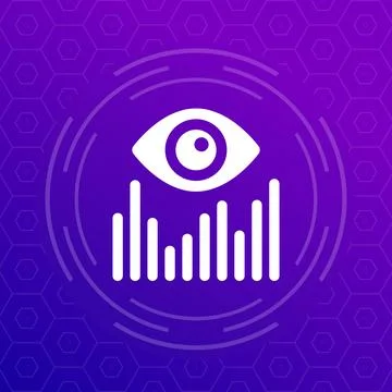 Views analytics icon, eye and graph vector Stock Illustration