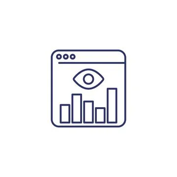 Views analytics icon, line vector 스톡 일러스트