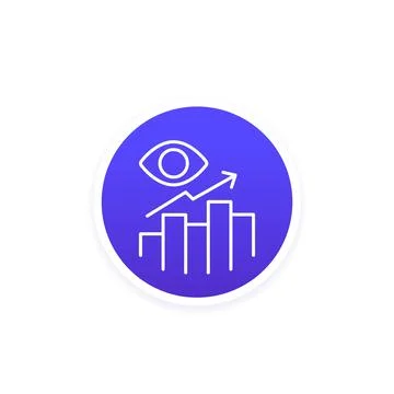 Views analytics icon, line vector 스톡 일러스트