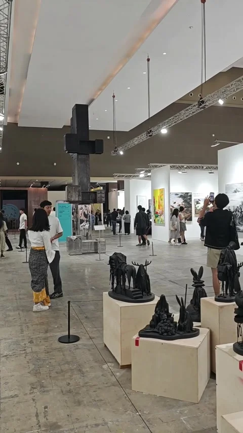 Views at art exhibition Stock Footage 334941222