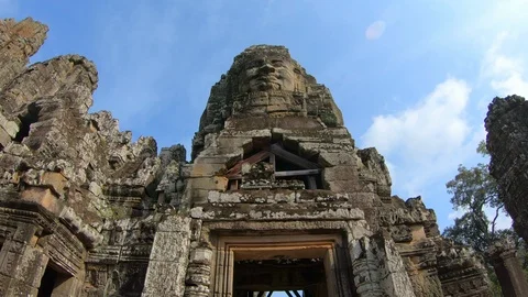 Views of Bayon Temple at Angkor thom in Siem Reap, Cambodia Stock Footage 108154727