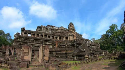 Views of Bayon Temple at Angkor thom in Siem Reap, Cambodia Stock Footage 108156791
