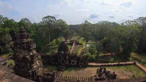 Views of Bayon Temple at Angkor thom in Siem Reap, Cambodia Stock Footage 108158718