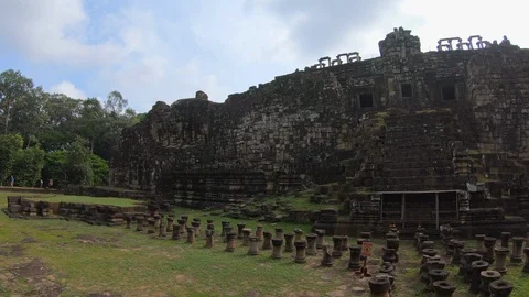 Views of Bayon Temple at Angkor thom in Siem Reap, Cambodia Stock Footage 108158731