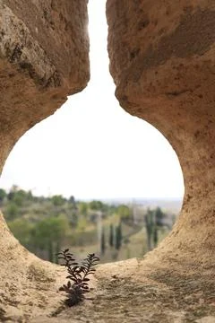 Views of Belmonte landscape from the arrow loop of the Castle Stock Photos