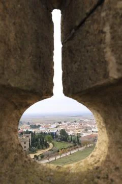 Views of Belmonte landscape from the arrow loop of the Castle Stock Photos