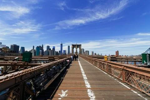 Views of the Brooklyn Bridge. Stock Photos