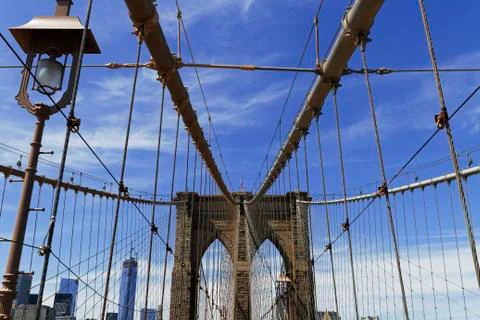 Views of the Brooklyn Bridge. Stock Photos